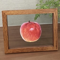 りんご　水彩画　L判フレーム付き 1枚目の画像