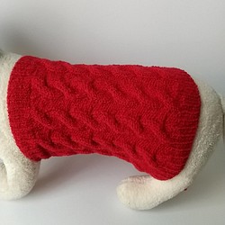 真赤な伸びる糸で編んだ犬の腹巻（haramaki-st-15) 1枚目の画像