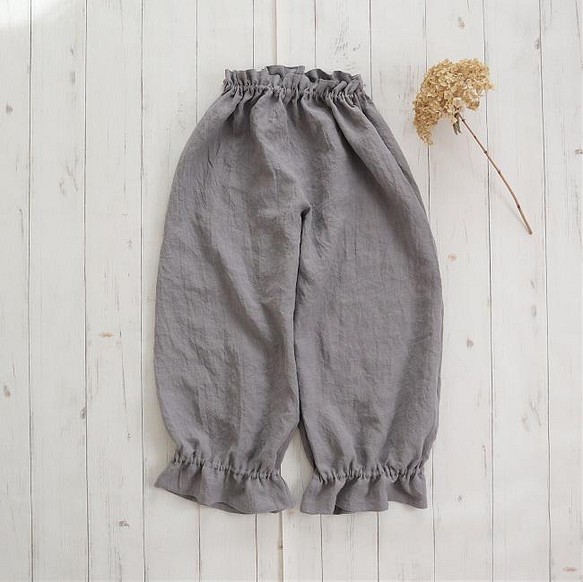 蕾 ドロワーズパンツ Belgium linen 100% *gray