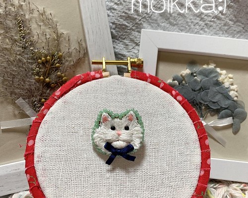 猫ちゃんず 刺繍ブローチ 長毛 まっしろさん ブローチ moikka:) 通販