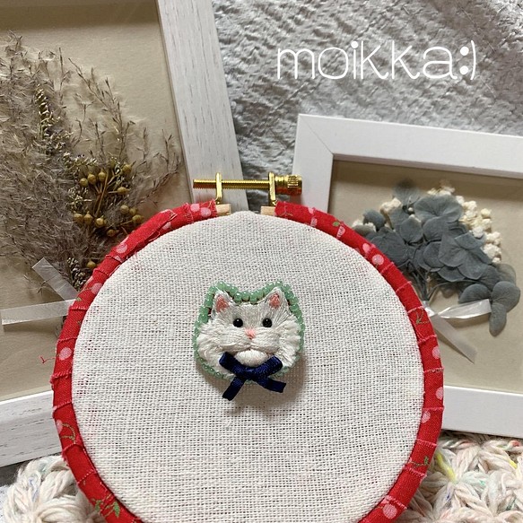 猫ちゃんず 刺繍ブローチ 長毛 まっしろさん ブローチ moikka:) 通販