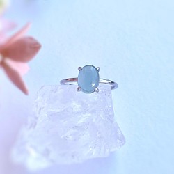 アクアマリンの指輪 AAA 8×6mm  フリーサイズ  sv925 藍玉 3月誕生石 1枚目の画像