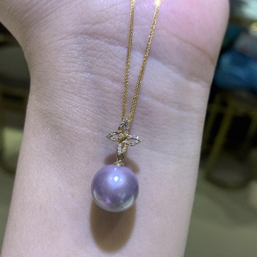 【高級】天然淡水真珠　ダイヤモンド付きネックレスk18