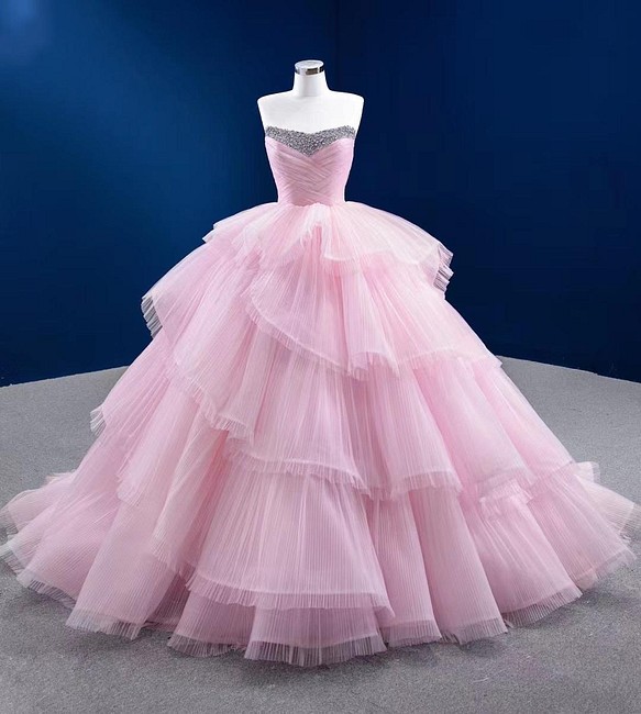 ★ウエディングドレス　ピンクとブラックデザインの可愛いドレス♪♪