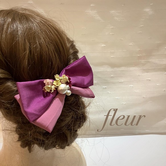 ヘアアクセサリー 髪飾り リボン ヘッドドレス シルク素材 高級感 アンティーク レトロ ヘアアクセサリー Fleur ﾌﾙｰﾙ 通販 Creema クリーマ ハンドメイド 手作り クラフト作品の販売サイト