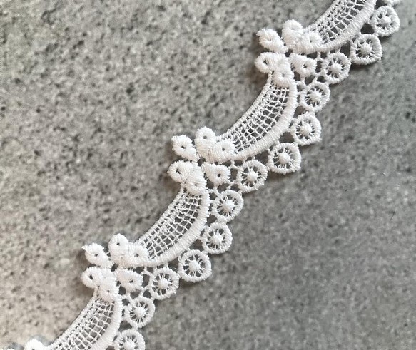 2m コットンケミカルレース 小花柄スカラップ 日本製 lace-No,098 1枚目の画像