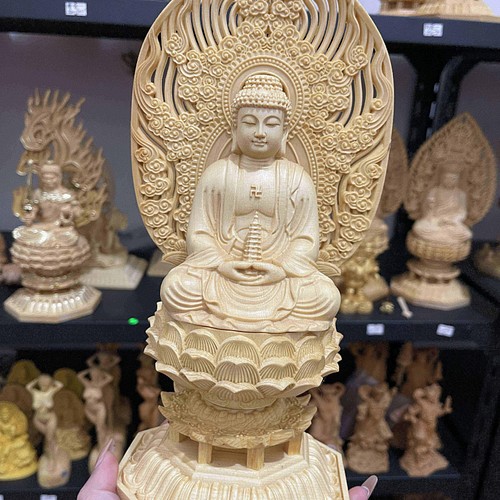 希少 大型 仏教美術 木彫仏像 阿弥陀如来座像 香樟材 高さ72㎝ - www 