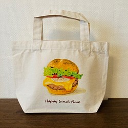 ハンバーガーのトートバッグ 1枚目の画像