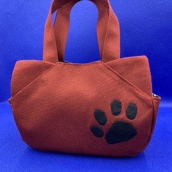 １１号帆布の猫型ミニトートバッグ（肉級・しっぽ付き） 1枚目の画像