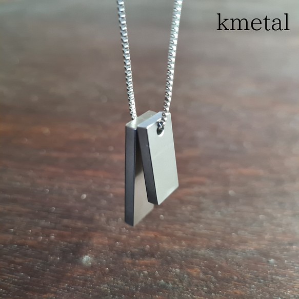【kmetal】【日本製】ネックレス ステンレス 平型 メンズ レディース チタン シルバー ペンダント アクセサリー 1枚目の画像