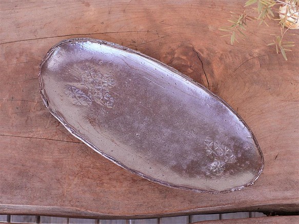 備前焼 楕円皿（約27cm）　sr4-070 1枚目の画像