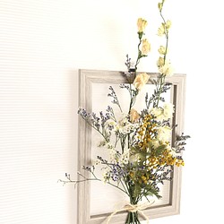 ドライフラワー花束インテリア（壁掛け）ミモザ 1枚目の画像
