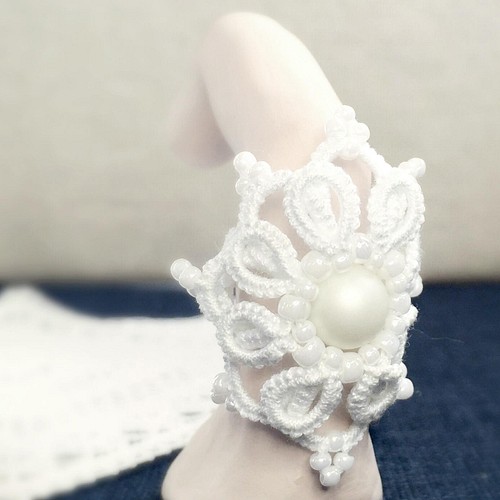 tatting》タティングレース レイヤーリング 白 / tatted lace ring