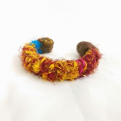 羊毛氈&Sari thread的美麗相遇-異國風/民族風手環（可微調式） 第1張的照片