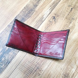 額外的“基本”藝術錢包韁繩皮革<D.brown>×國產小牛皮<D.red>卡的種類 第1張的照片