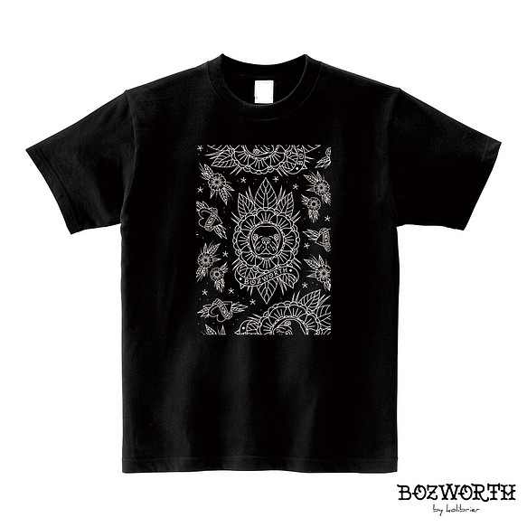 traditional pattern t-shirts S M L XL black white 1枚目の画像