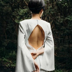 ウエディングドレス mwd-003 環境に優しいサスティナブル素材 国内生産 サイズオーダー デザイナーズデザインドレス 1枚目の画像