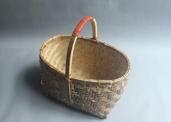 黒竹編みバッグ 茶道具収納 古風 収納ケース 職人手作り ピクニック