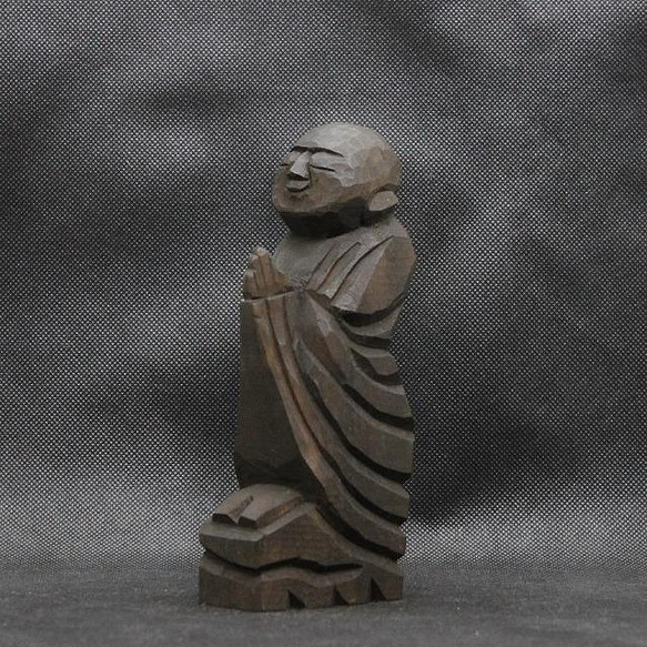 仏像 円空仏 木彫 善財童子（16cm 着色 jk2418）