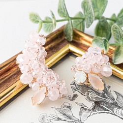 桜カラーのボリュームイヤーカフ&イヤリングセット 1枚目の画像
