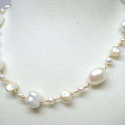 14KGF淡水珍珠（混色）項鍊 第1張的照片