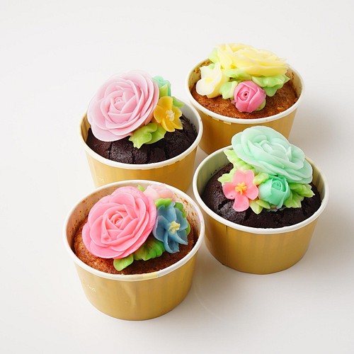 食べられるお花のカップケーキ【4個セット】 ケーキ Flower Picnic