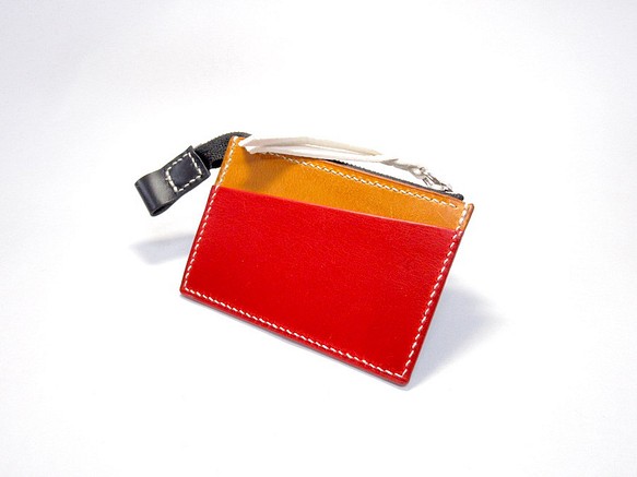 手縫い コンパクト財布　小さい財布　ミニ財布　革財布　手のひらサイズ　カードケース　 1枚目の画像