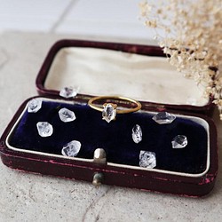 【18KGP】NY産ハーキマーダイヤモンドの一粒リング＊4月誕生石 1枚目の画像
