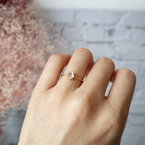 18KGP】NY産ハーキマーダイヤモンドの一粒リング＊4月誕生石 指輪 ...
