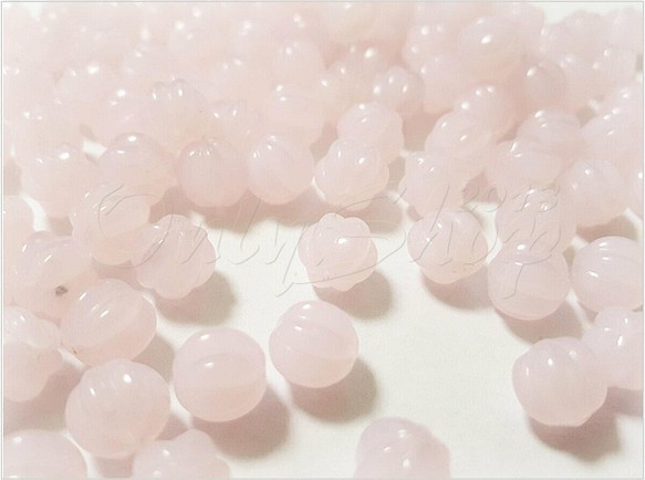 ★162SKL-KA【10個】桜のような~綺麗なピンクカラー メロンラウンド ガラスビーズ 10個セット★ 1枚目の画像