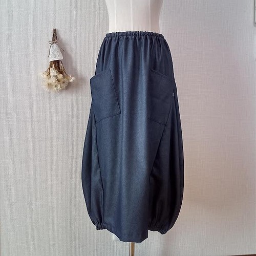 受注制作）くたくた6オンスデニムのギャザースカート フリーサイズ 