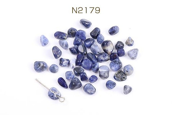 N2179 60個 天然石ビーズ 天然石さざれ石 ソーダライト 3×（20ヶ） 1枚目の画像