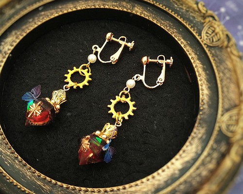 no.542 ハンドメイド レジン ピアス イヤリング 赤珊瑚 直販値下 www