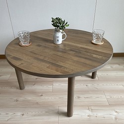 木のぬくもり感じる丸型テーブル・丸脚・ﾄﾞﾘﾌﾄｳｯﾄﾞ 1枚目の画像