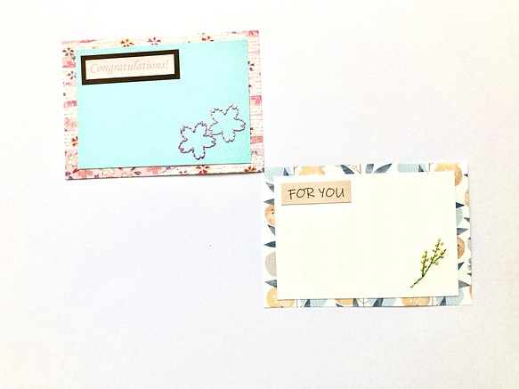 紙刺繍〜桜とミモザのカード〜③ 1枚目の画像
