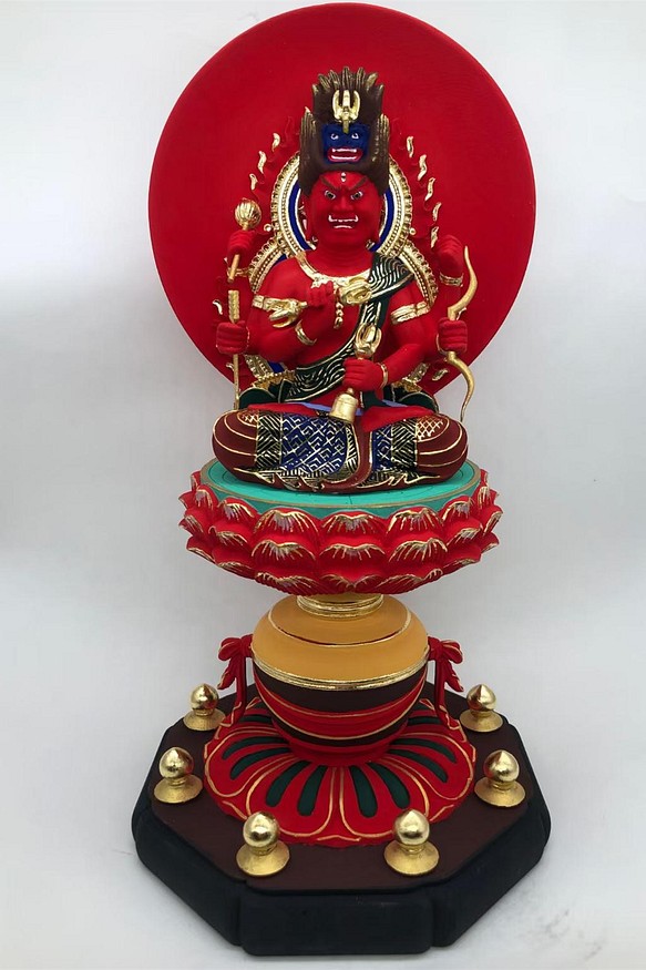 ご了承の上で検討購入して下さい仏教美術 時代 木製彩色 愛染明王像 仏像