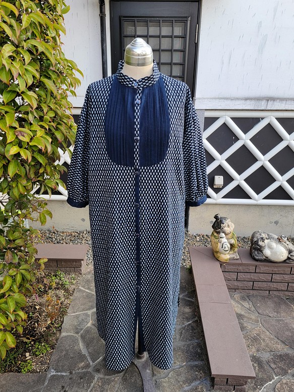 着物リメイク 手作り かすり コートドレス ワンピース hanahukujun