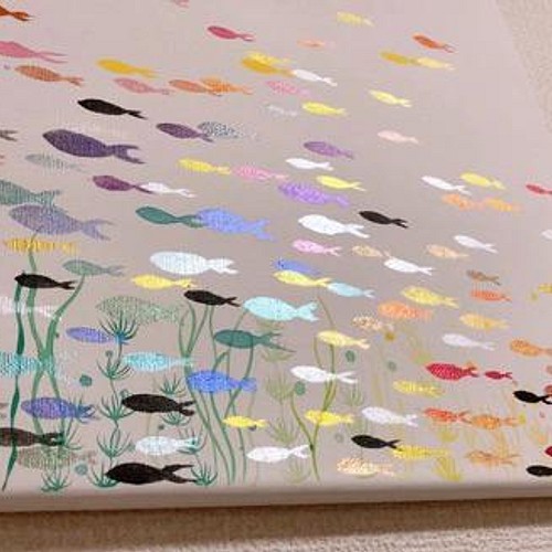 カラフル 魚の群れ 原画 絵画 Chiao 水彩画作家 通販 Creema クリーマ ハンドメイド 手作り クラフト作品の販売サイト