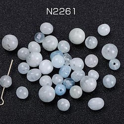 N2261  30個  天然石ビーズ 天然石さざれ石 アクアマリン 3X（10ヶ） 1枚目の画像