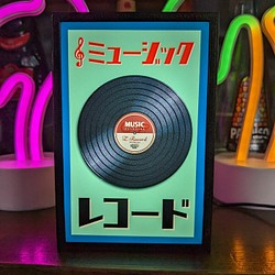 レコード ミュージック レコードショップ コレクション 昭和 レトロ 看板 玩具 置物 雑貨 LEDライトBOXミニ 1枚目の画像