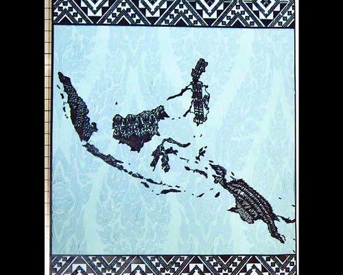 平面切り絵「インドネシアの島国達」原画のみ A4サイズ 風景