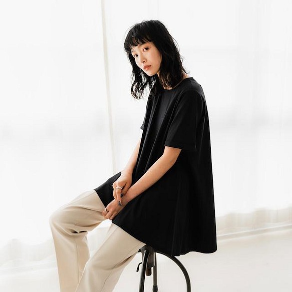 【完売】フレア　Tシャツ　ブラック　日本製　フリーサイズ　即納 1枚目の画像