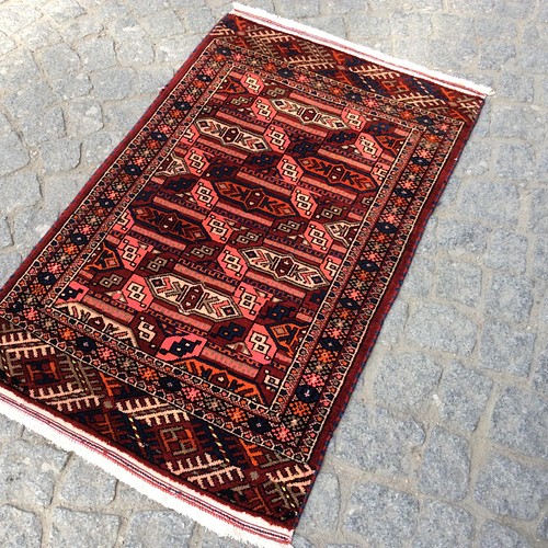 手織りアフガニスタン絨毯 97x60cm ヴィンテージ ラグ カーペット 
