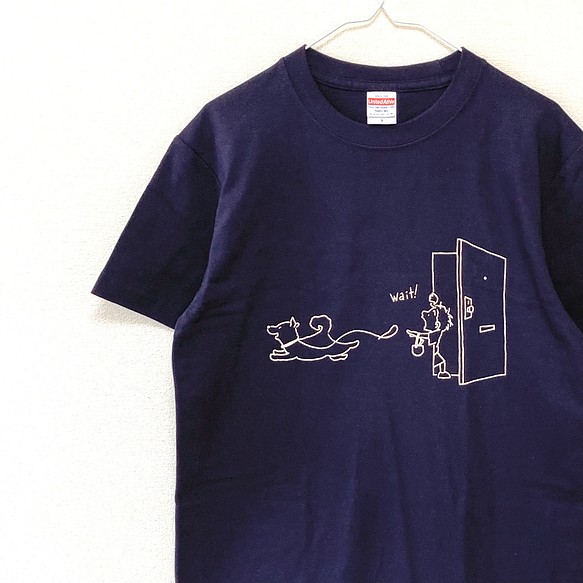 Tシャツ「散歩行くとき帰るとき」ネイビー・残りメンズXLサイズ１点限り 1枚目の画像