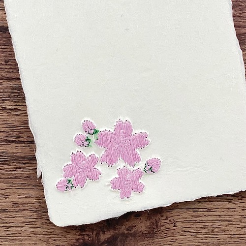 ６枚セット 桜と梅の和紙カード 刺繍 紙刺繍 おしゃれ刺繍 受注生産 カード レター Adedry Enbory 通販 Creema クリーマ ハンドメイド 手作り クラフト作品の販売サイト