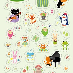 Original Design White Sticker - Animal Musicians by Seed Con 1枚目の画像