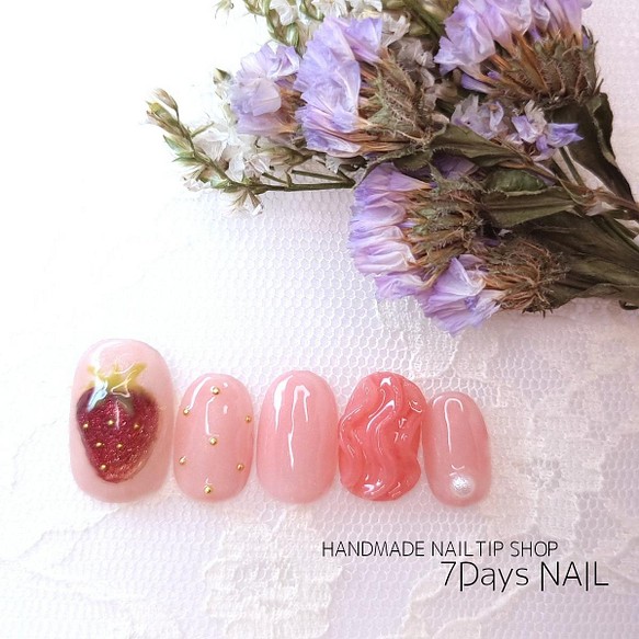 スウィートベリー いちごネイル ネイルチップ 春ネイル ネイルチップ ネイルシール 7days Nail 通販 Creema クリーマ ハンドメイド 手作り クラフト作品の販売サイト