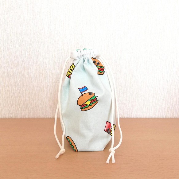 ハンバーガー&ポテトくんのコップ袋　巾着　男の子入園入学グッズ