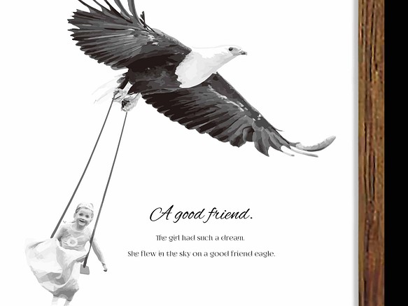 オリジナルポスター　A4　アート　seiで検索 　誕生日プレゼント　結婚祝い　新築祝い　ファンシー　鳥　 c-200 1枚目の画像