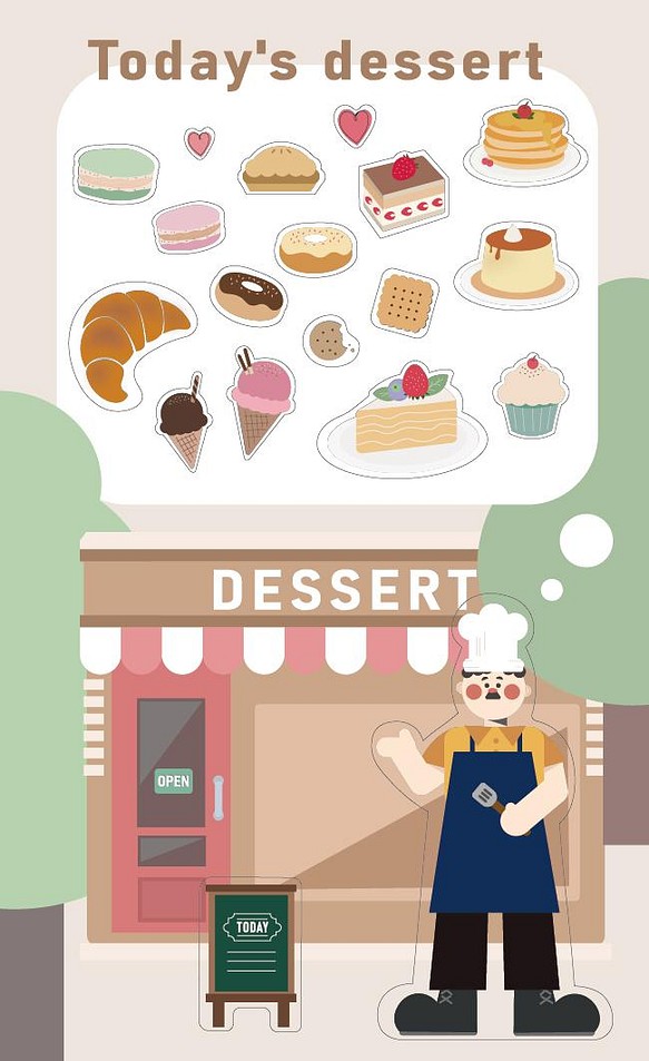 Original Design Clear Sticker - French Dessert Store by Seed 1枚目の画像